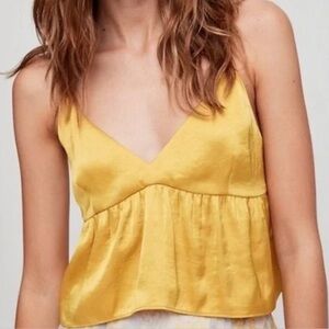 Aritzia / Little Moon yellow satin crop top
